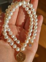 ✨ Süsswasserperlen Kette Weiss 💎 14K vergoldet Zirkonia