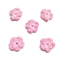 5x Blumen hellrosa gehäkelt 25 mm