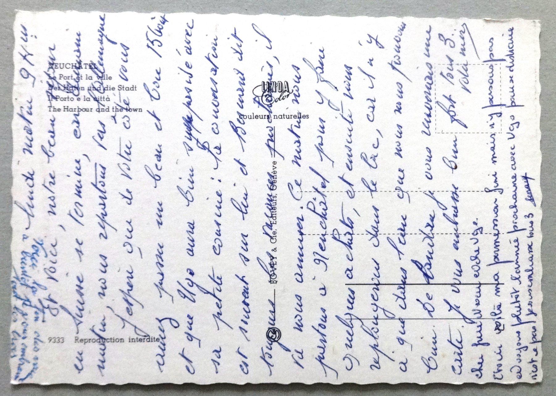 Cartoline postali: Neuchâtel - Le port et la ville – Usato da Fétigny venduto da Billy2miny 1