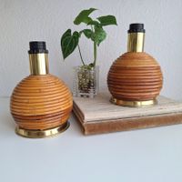 2 lampes rotin retro Italy 1970