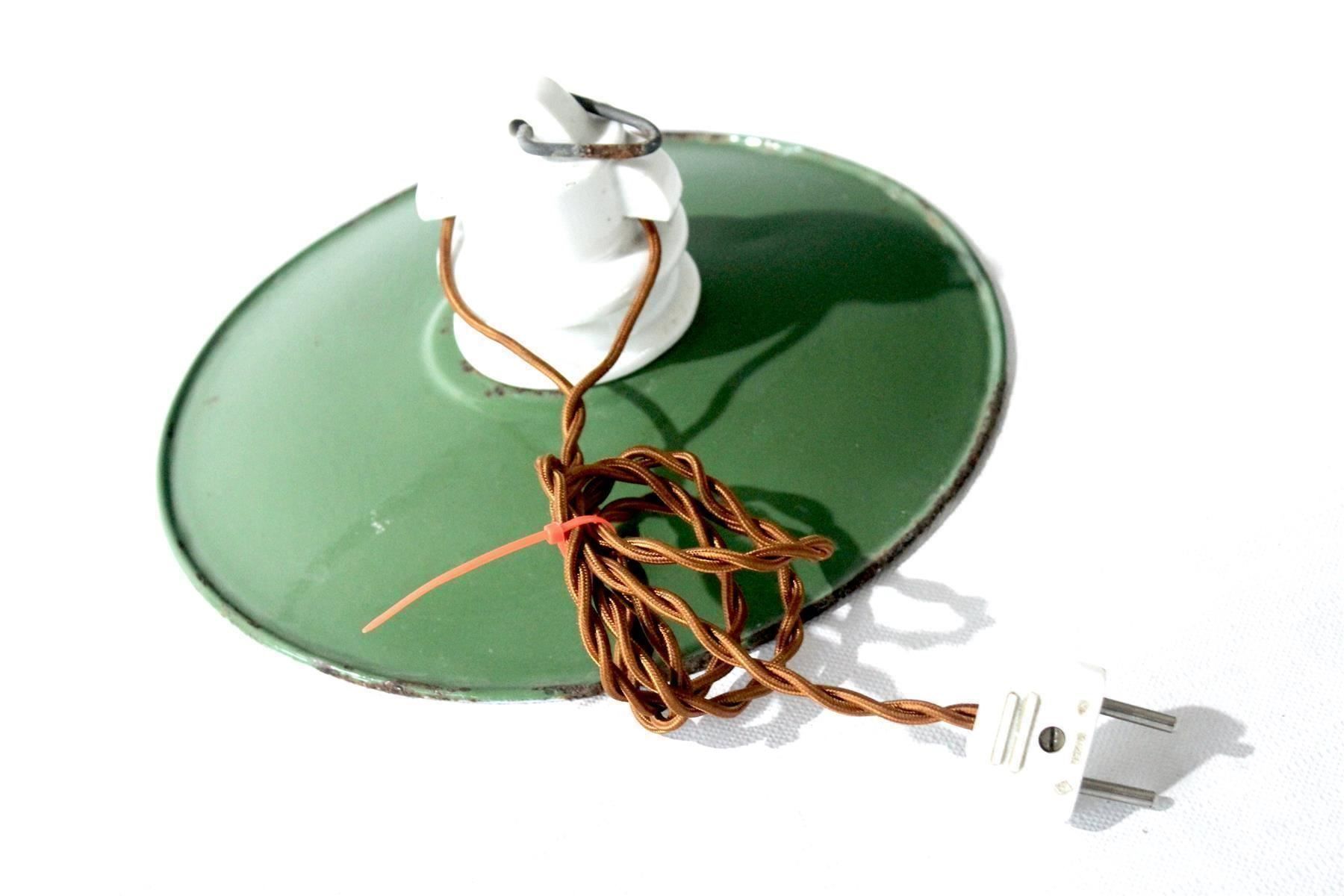 Lampadari & plafoniere: Schlichte Jugendstil DECKENLAMPE mit Emailschirm, um 1910 – Usato da Bern venduto da kultiges 8