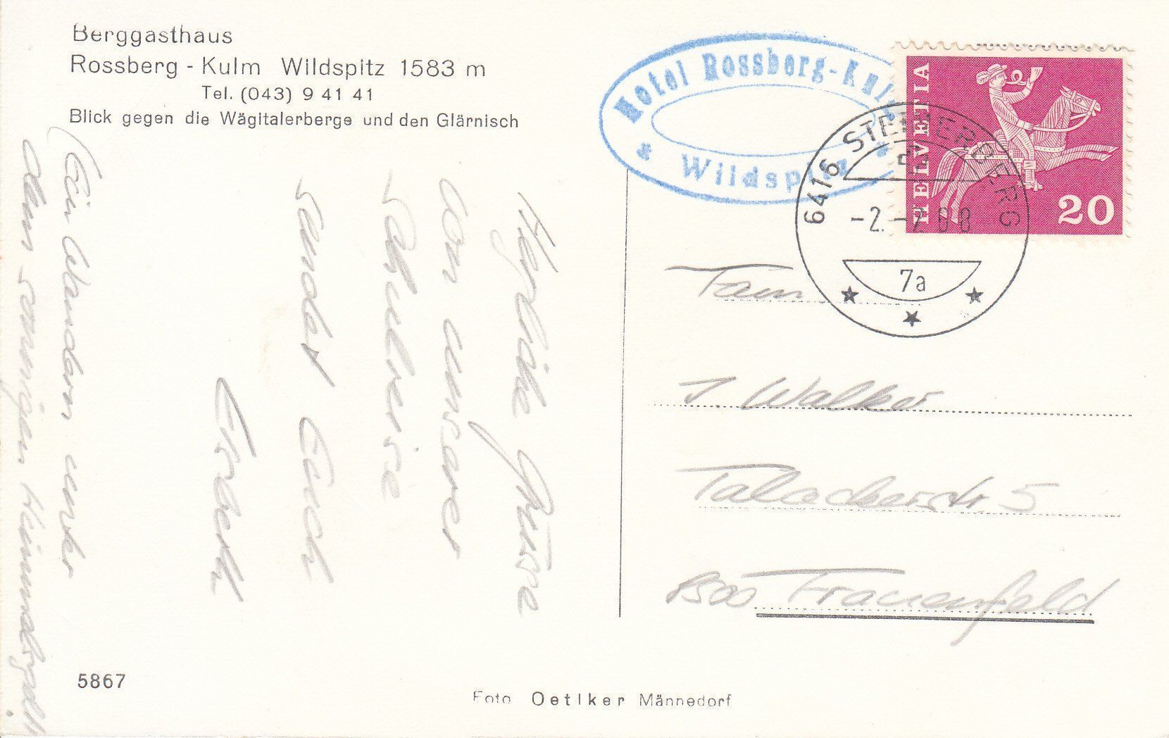 Cartoline postali: Rossberg-Kulm 1968 – Usato da Bürglen TG venduto da StampGraf 1