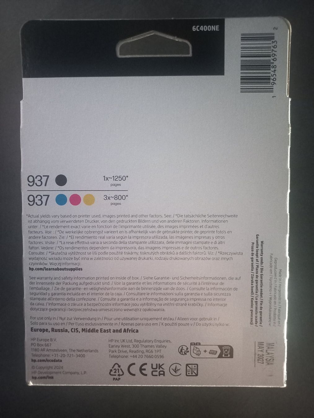 Hewlett Packard Cartucce per stampanti & toner: Cartouches HP 937 – Nuovo e nell'imballaggio originale da Collonges-sous-Salève venduto da MERLE385 1