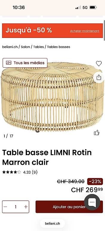 Tische: Table basse en rotin  – Neu und originalverpackt aus Charrat von tit_z7ng 1