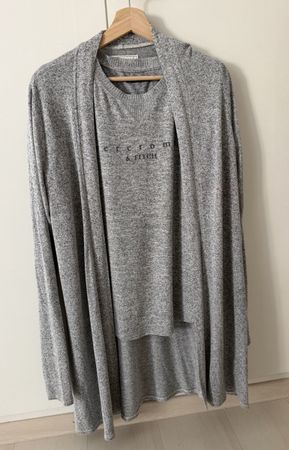Ensemble Abercrombie & Fitch gris cardigan/t-shirt, taille L