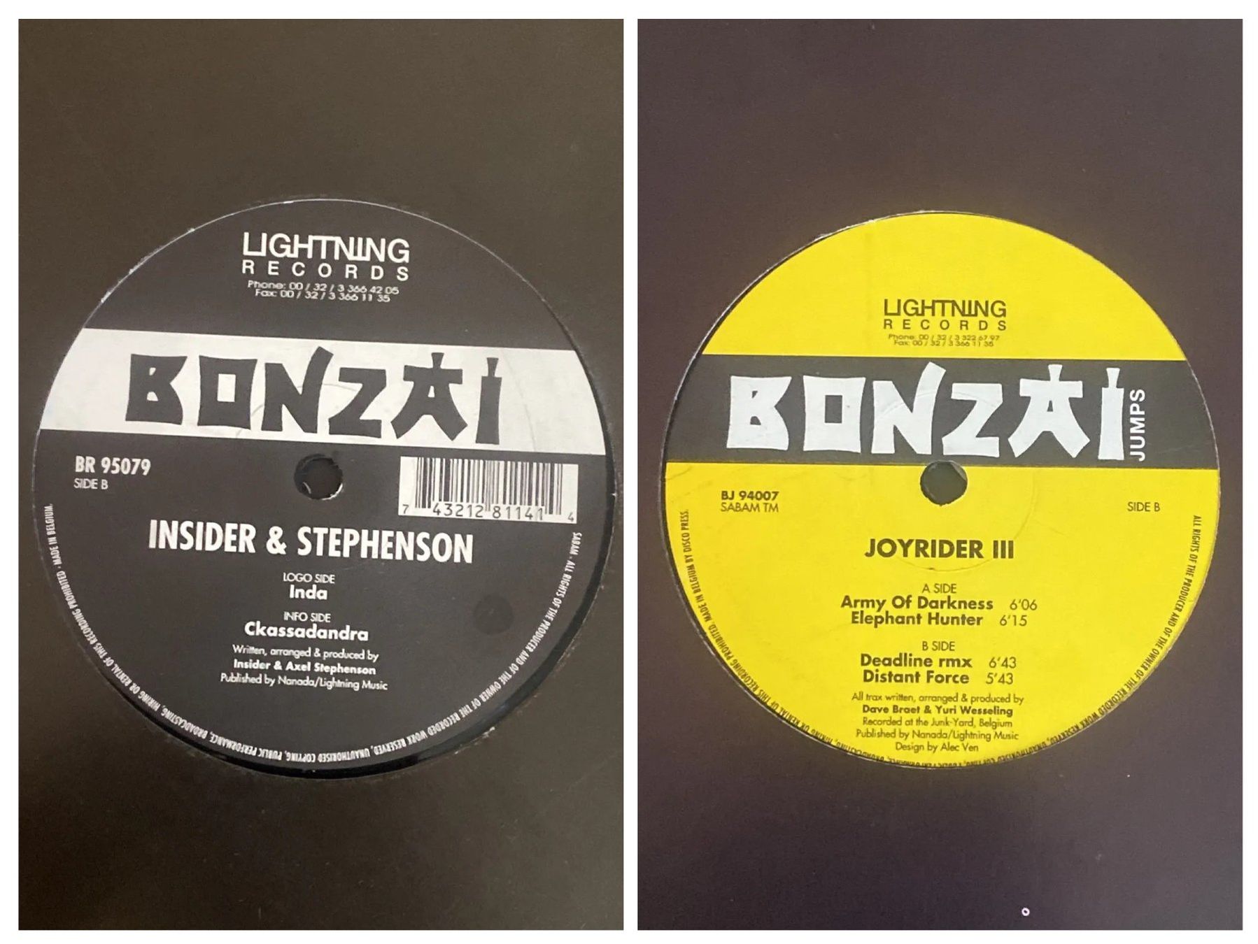 Dischi in vinile: 12 Vinyls Techno Bonzai Records – Usato da Thun venduto da charles75 6