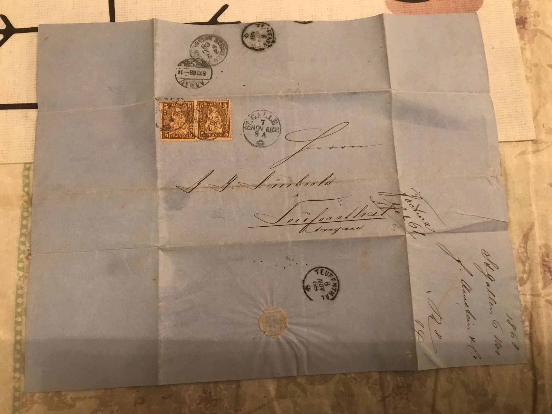 Alle Briefmarken: Brief 1868 - sitzende Helvetia (800-58) – Gebraucht aus St. Gallen von Setin 1