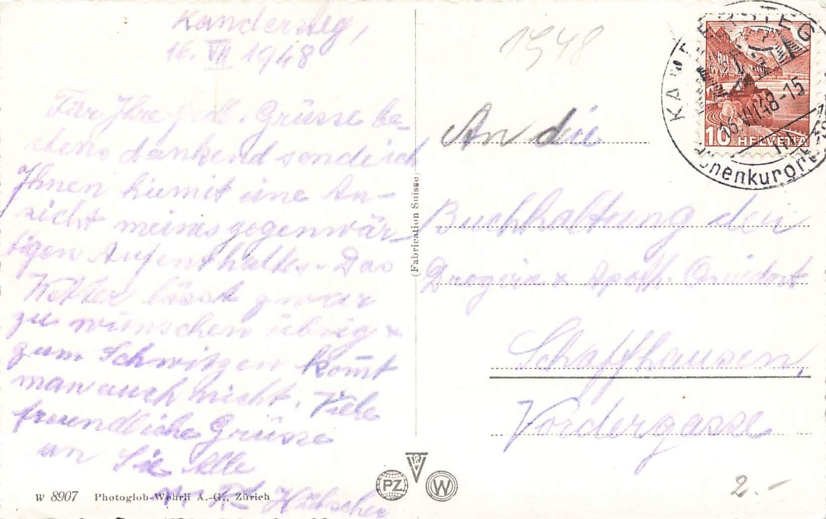 Cartoline postali: Kandersteg (BE) – Usato da Biasca venduto da Blenio71 1