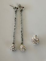 Glamour Ohrringe + Anhänger  mit  weissen Strass