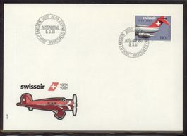 1981, FDC, Pro Aero, Swissair 1931–1981