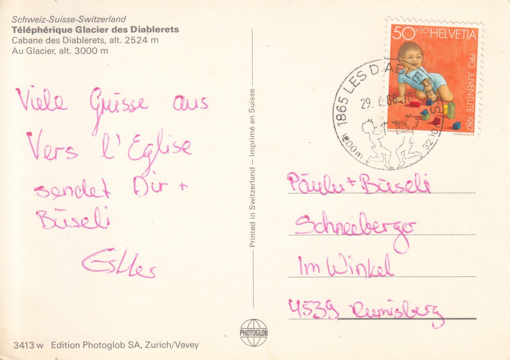 Cartoline postali: Les Diablerets 1988 – Usato da Bürglen TG venduto da StampGraf 1