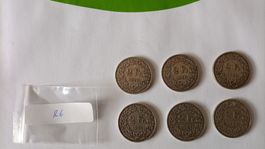 Zweifränkler Set 1920 er  6 Stück