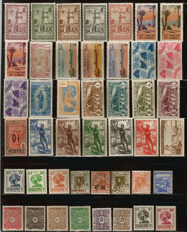 52 Timbres de divers Colonies Françaises (D'occasion) à La Russille