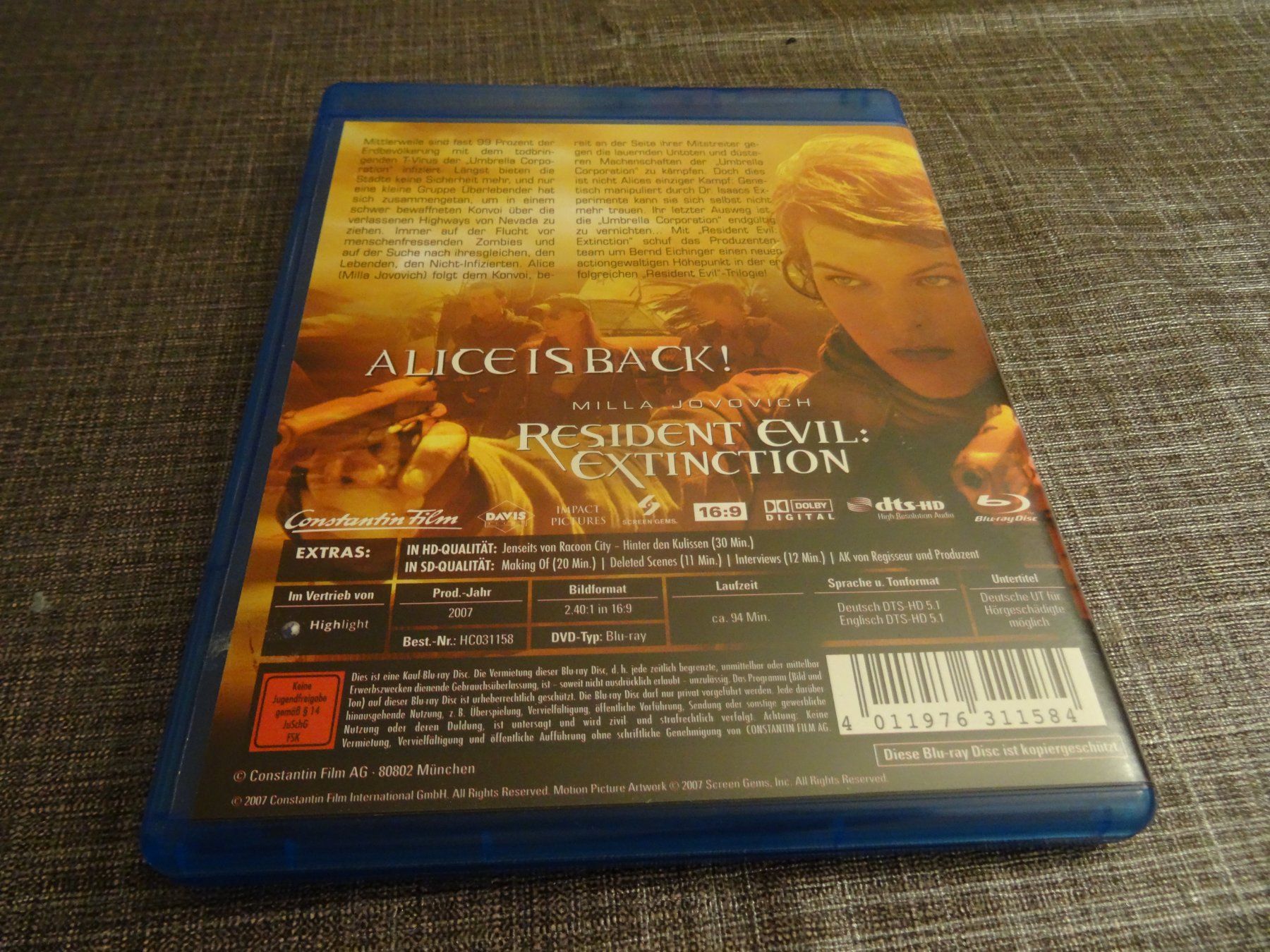 Alle DVDs: Resident Evil Extinction Blu-ray – Gebraucht aus Olten von Disc-Verkauf 2