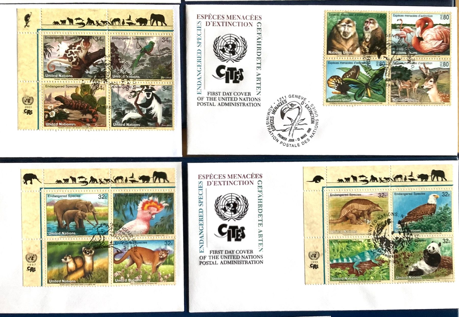 Alle Briefmarken: 1993 - 2001 / FDC  UNO - USA Gefährdete Arten Kompl.Sätze – Neu (gemäss Beschreibung) aus Liestal von Skunk02 2