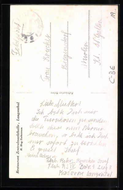 Cartes postales: Langenthal, Restaurant Zentralmarkthalle – D'occasion à Berlin par bartko-reher 1