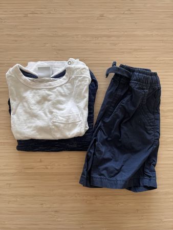 🧢🐒 Ensemble Smile garçon 2 t-shirts et 1 short taille 80