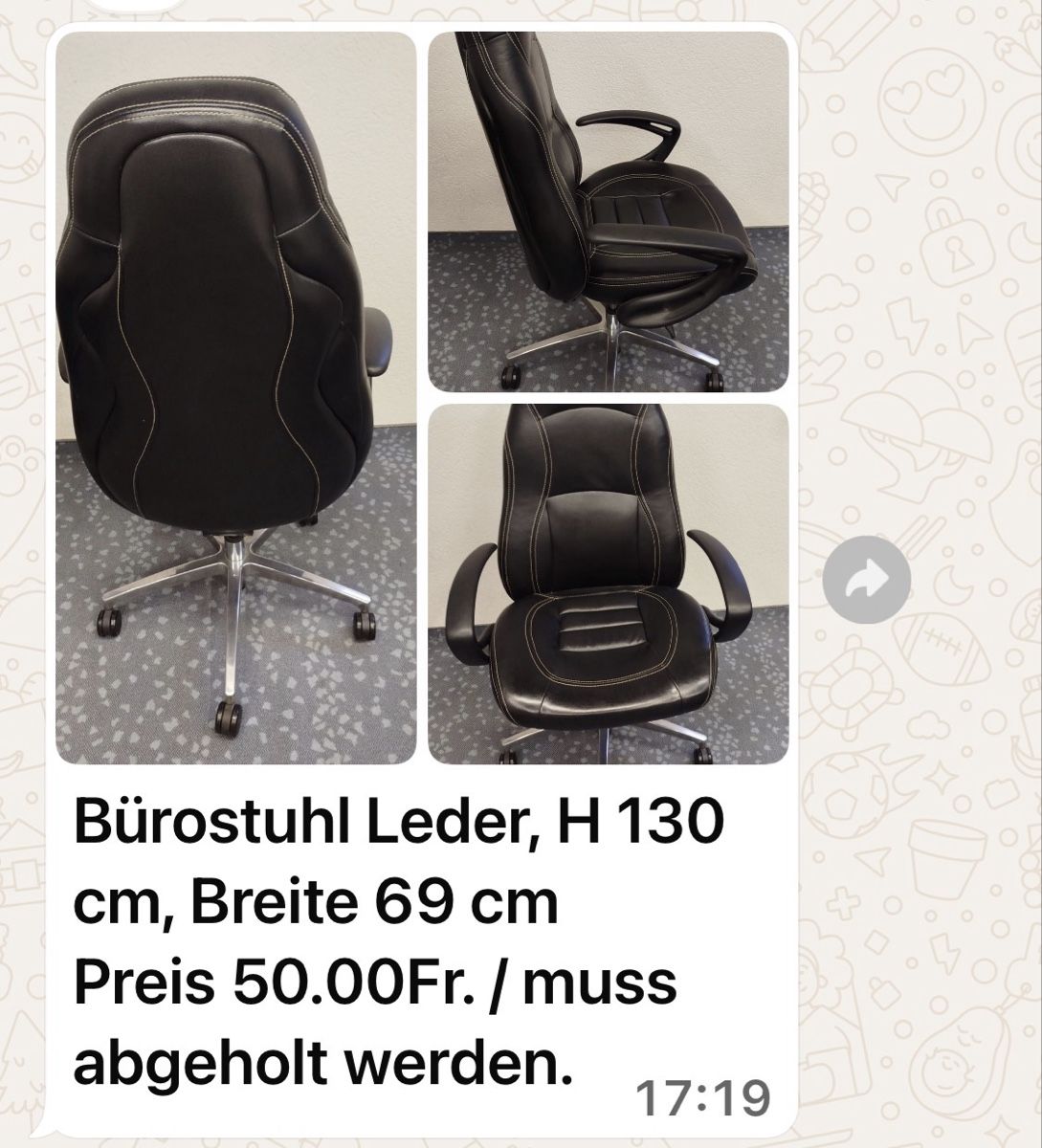 Sedie a rotelle: Bürostuhl Leder – Usato da Bremgarten b. Bern venduto da ABalli