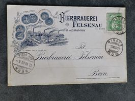 Litho Werbe PK / Bierbrauerei Felsenau Gelaufen 1903