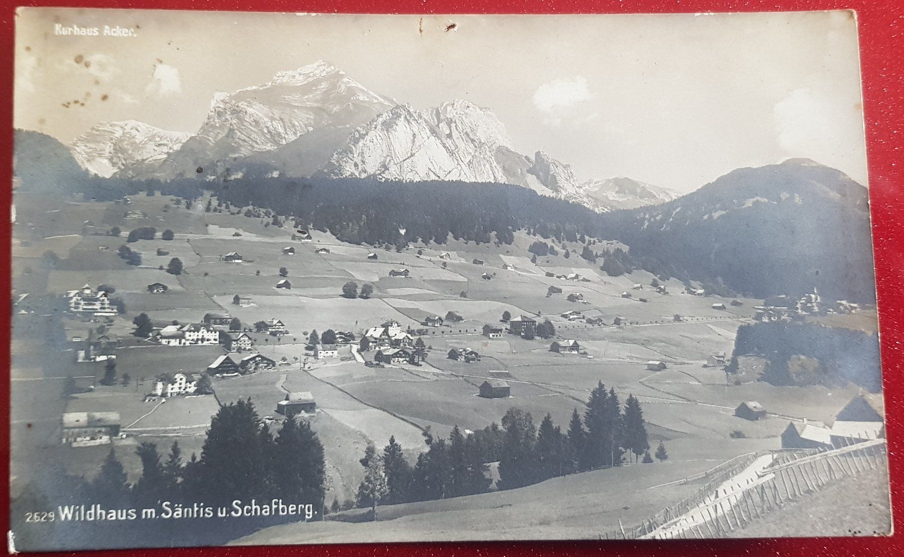 Ansichtskarten: Wildhaus m. Säntis u. Schafberg Kurhaus Acker – Gebraucht aus Melchnau von Fishel