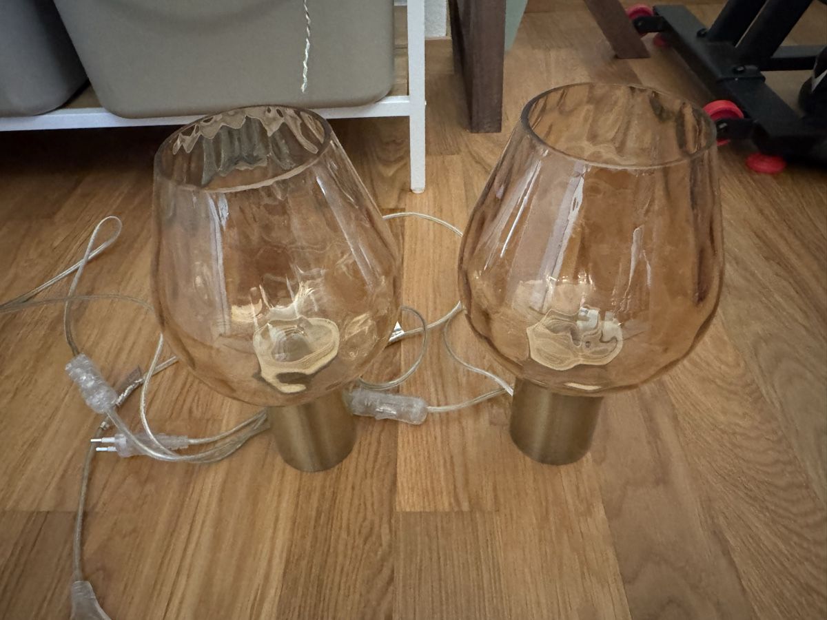 Lampade: Nachttischlampen, Glas, Gold, 2x – Nuovo (secondo la descrizione) da St. Gallen venduto da syna_99