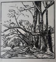 GABRIEL BELOT "LES ARBRES FACE AU LOUVRE" Holzschnitt