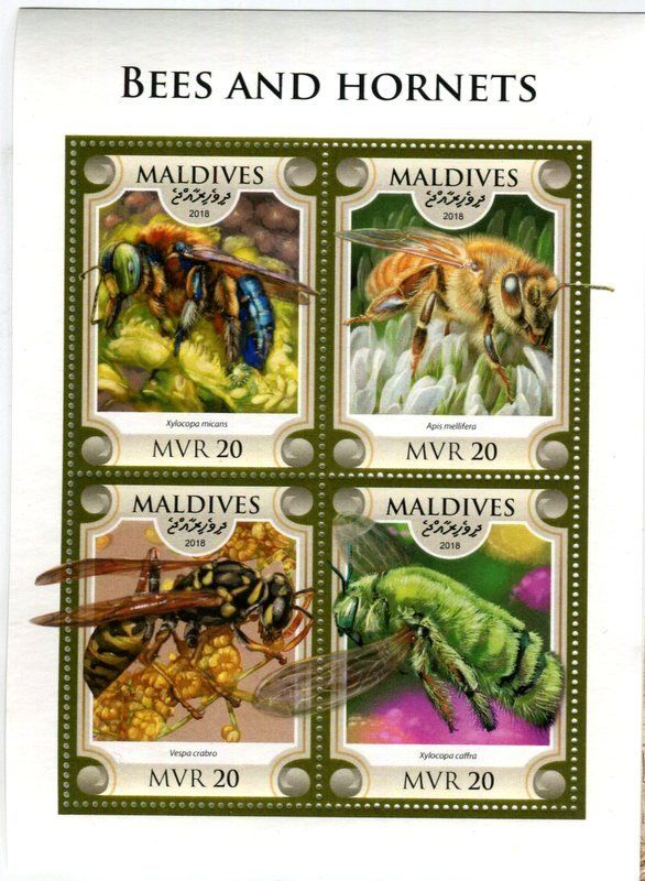 Alle Briefmarken: Block "Bienen & Hornissen". Malediven. – Neu und originalverpackt aus Basel von Butsch5