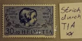748) Abart Strich durch TIA von Helvetia postfrisch