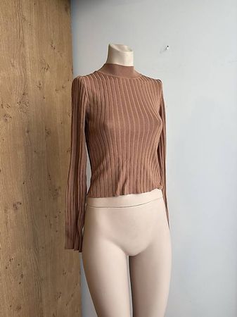 GUESS Longsleeve gerippt Braun Gr. S tobacco brown