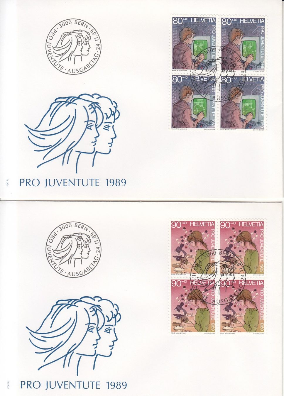 Alle Briefmarken: SBK J311 - J314 im 4er-Block FDC – Gebraucht aus Bürglen TG von StampGraf 2