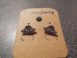 Ohrstecker Ufo, silberfarbig