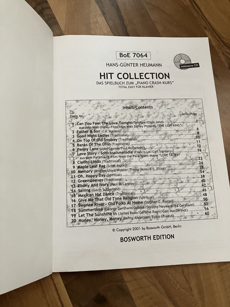 Libri: Notenbuch Klavier Hit Collection – Usato da Bözberg venduto da Sape9192 5