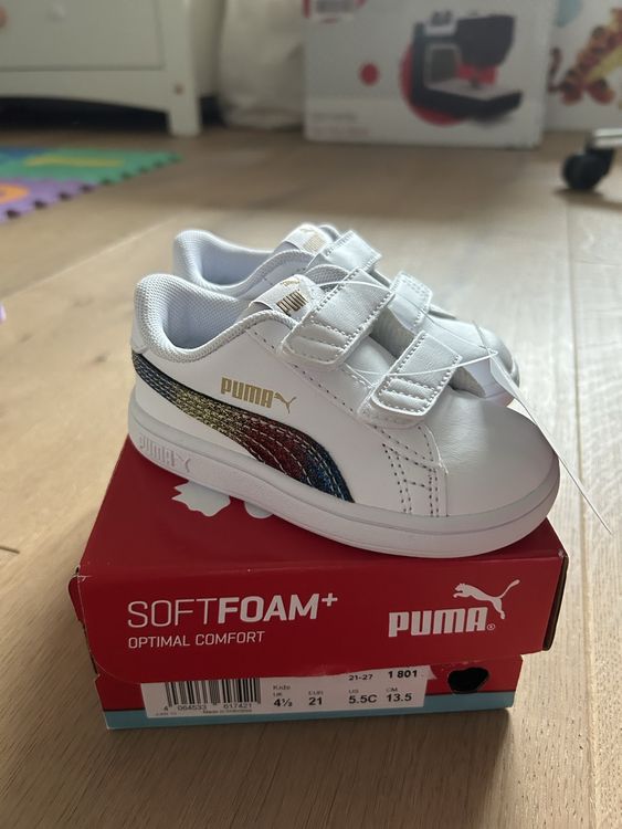 Puma Kinderschuhe Gr.21 weiss mit Glitzer Neu Kaufen auf Ricardo