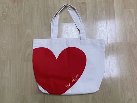 Stofftasche Opus Alentine beige rot Herz Motiv Neu