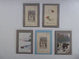 5 Nostalgie Doppel Schreibkarten/Couv.