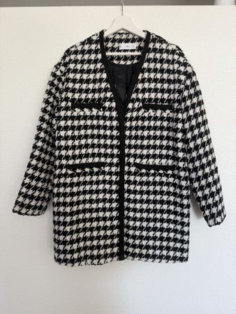 Eleganter MANGO Damenmantel – Hahnentrittmuster – Grösse L