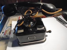 Altes Kurbel-Telefon,Schwarz, Rarität, Vintage, Deko