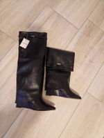 virale foldover black knee-high boots, brandneu