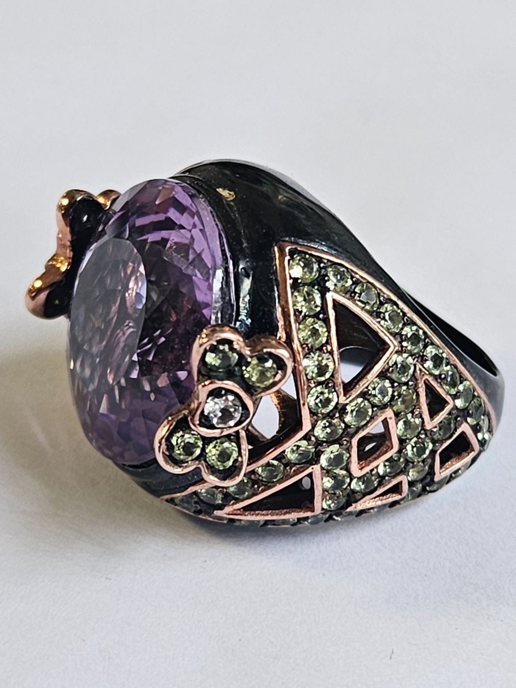 Anelli: Ring mit Amethyst und Peridot, Roségold, Silber – Nuovo (secondo la descrizione) da Zürich venduto da Bieter04 8