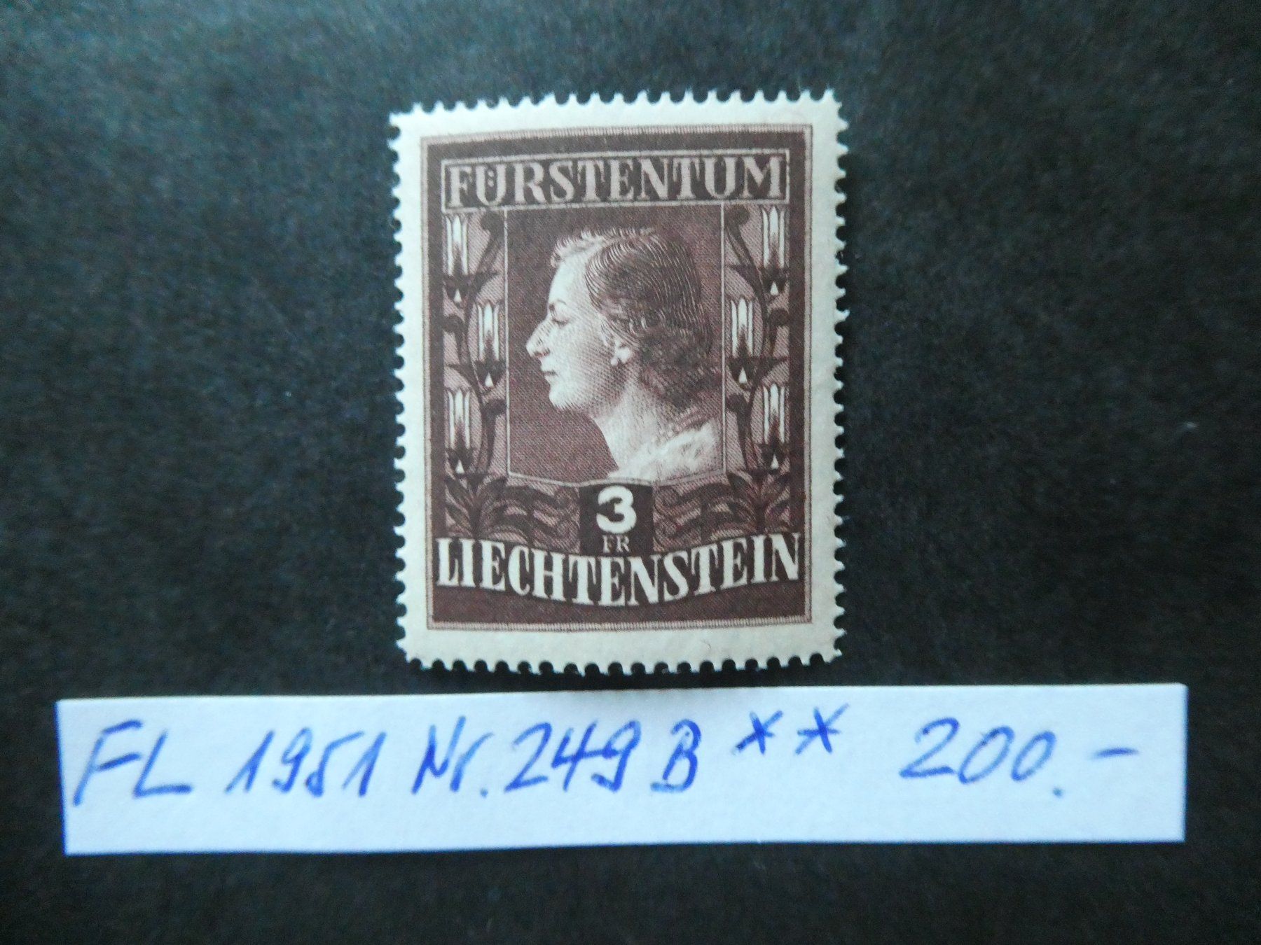 Tutti i francobolli: FL 1951 Nr. 249B postfrisch – Usato da Lausen venduto da Herbamare01