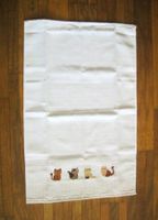 Handtuch Geschirrtuch Katzen, handgestickt, Baumwolle NEU