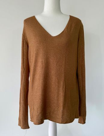 Damen Pullover V-Ausschnitt Camel Grösse 36