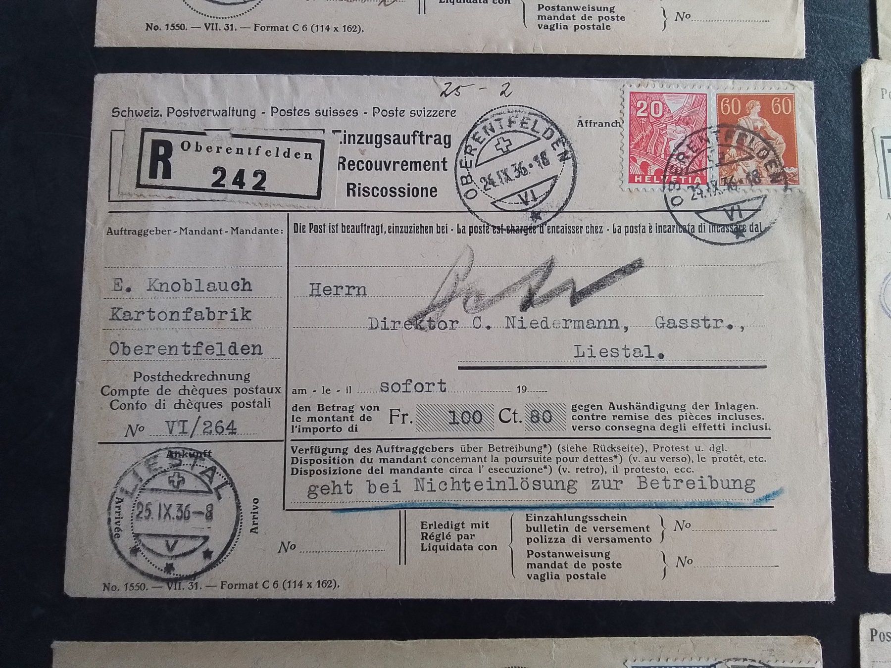 Tutti i francobolli: 7 Einzugsaufträge Sitzende Helvetia – Usato da Reichenburg venduto da Pipo-67 3