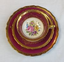 Thomas Porzellan Trio, lila-gold, Vintage Geschirr