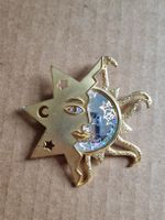 Goldene Brosche Sonne Mond Sterne, Vintage Stil!
