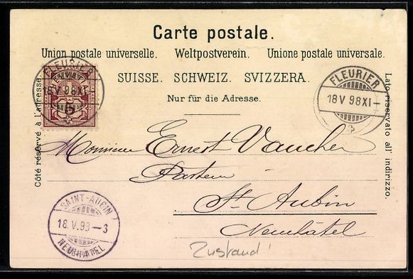 Cartoline postali: Litho Fleurier, Vue générale et vues d – Usato da Berlin venduto da bartko-reher 1