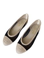 Chanel  Ballerines en raphia & dentelle noire