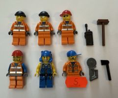 6 Stück Lego Figuren Bauarbeiter mit Zubehör