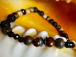 Armband mit Chocolate-Perlen, Spinell, Tigerauge & Silber925