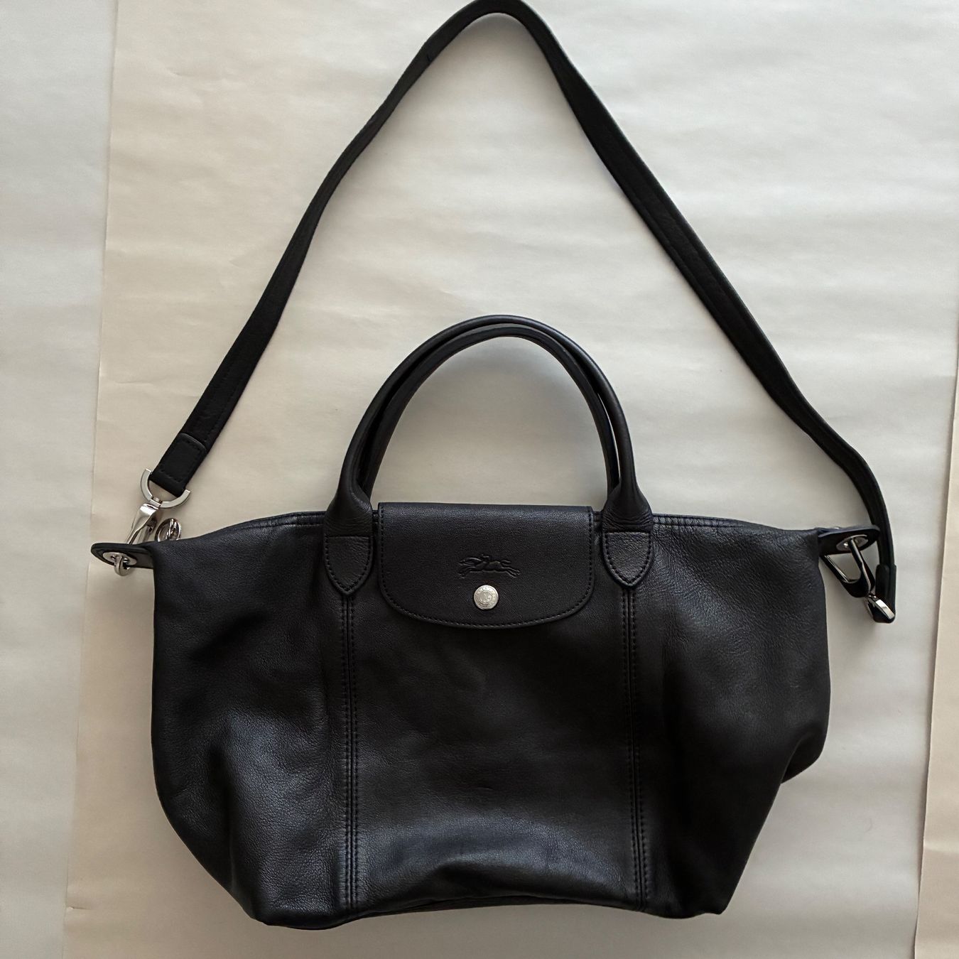 Longchamp Borse: Longchamp Le Pliage Cuir S Leder schwarz + Gurt – Usato da Bern venduto da wayneswiss